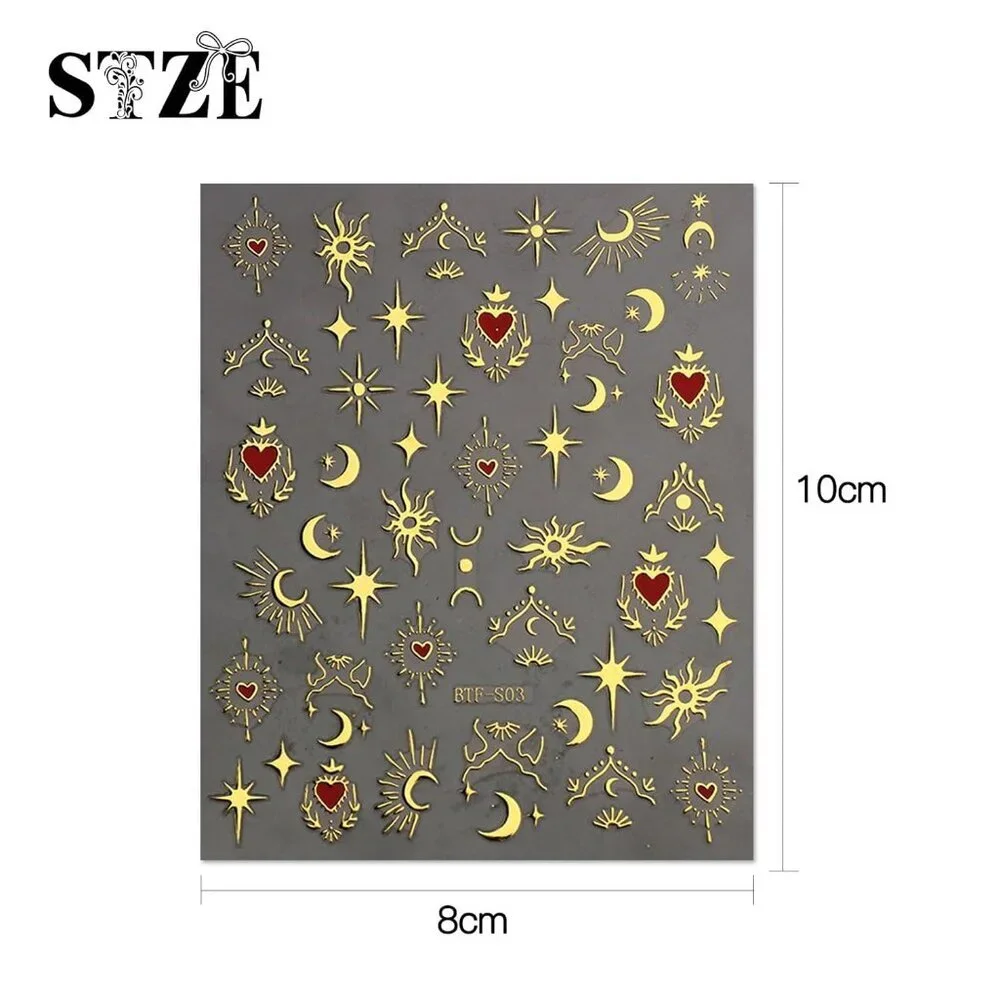 9 Sheets Moon Star Nail Art Stickers Decals Self-Adhesive Pegatinas Uñas Sun Nai - Picture 7 of 8